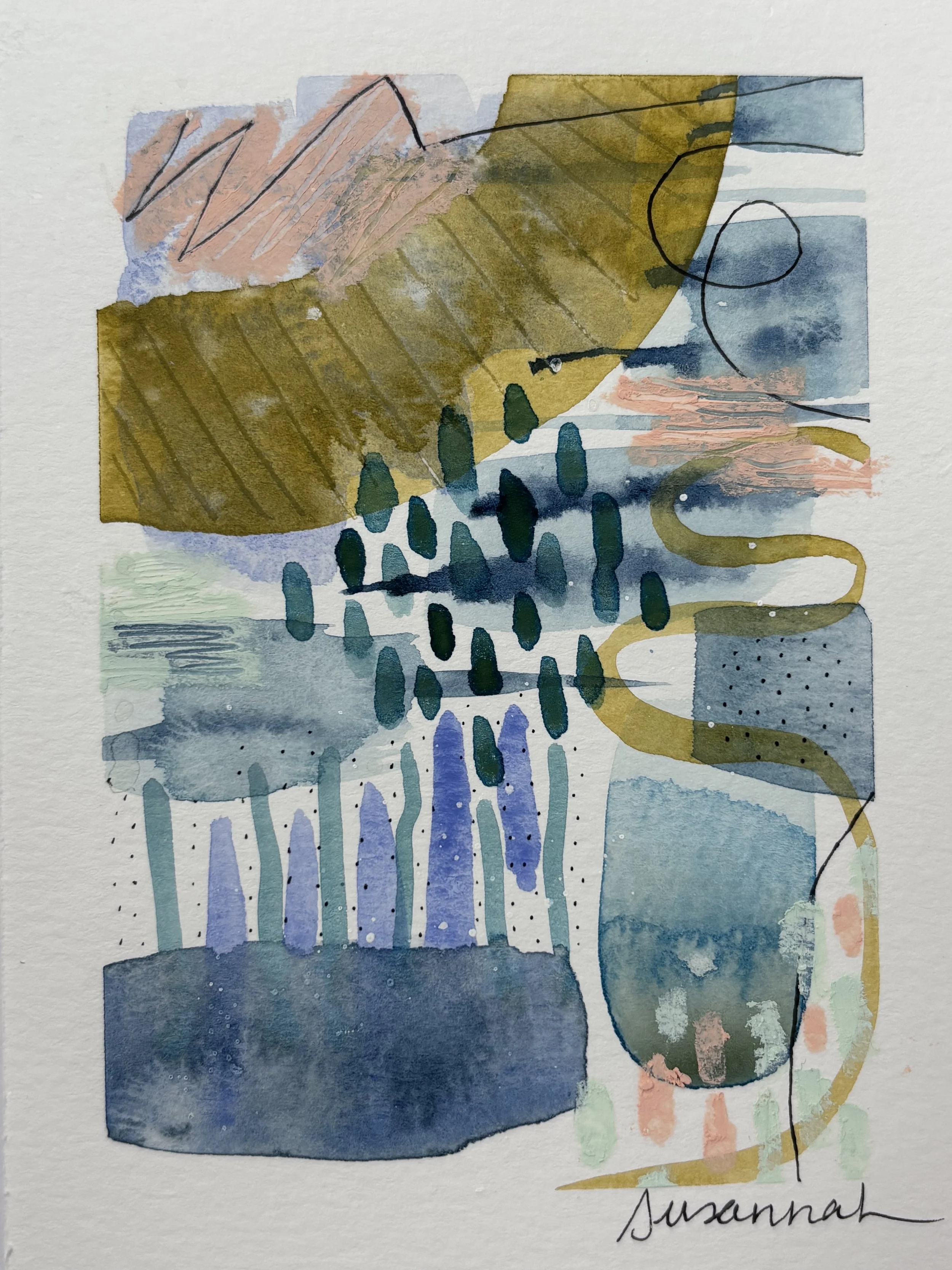 Blue Abstract #2 - 4x6,  $125,  Available