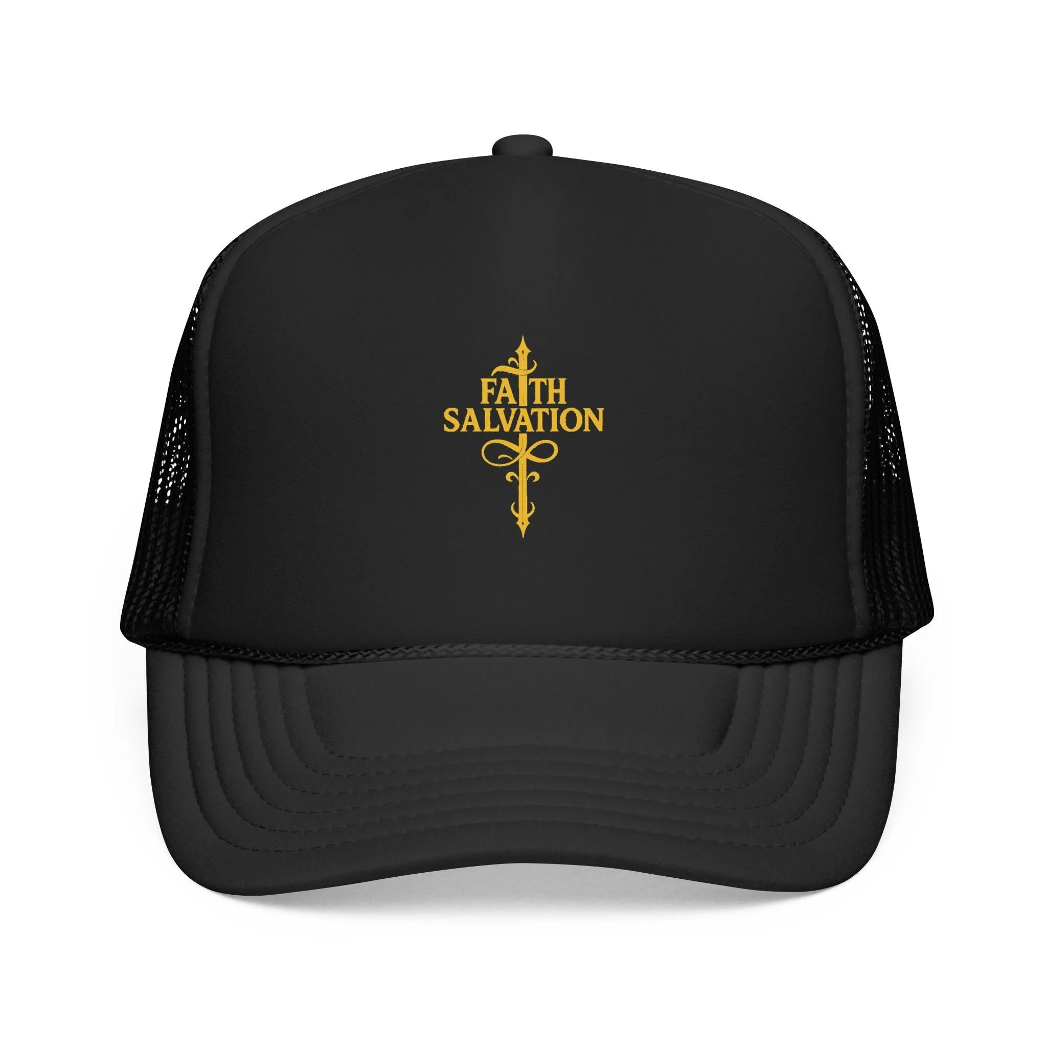 Faith & Salvation Cross Foam Trucker Hat | Christian Symbol Religious Hat