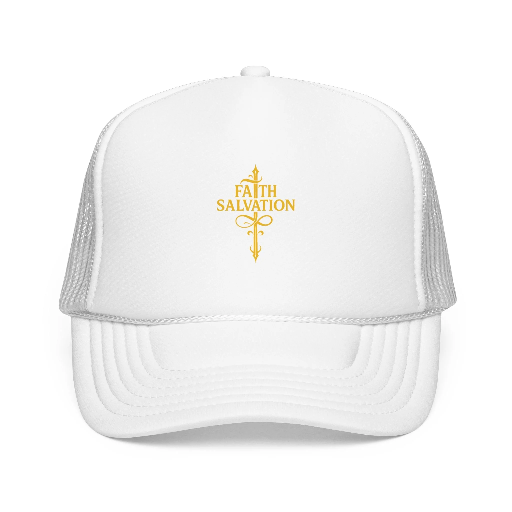 Faith & Salvation Cross Foam Trucker Hat | Christian Symbol Religious Hat