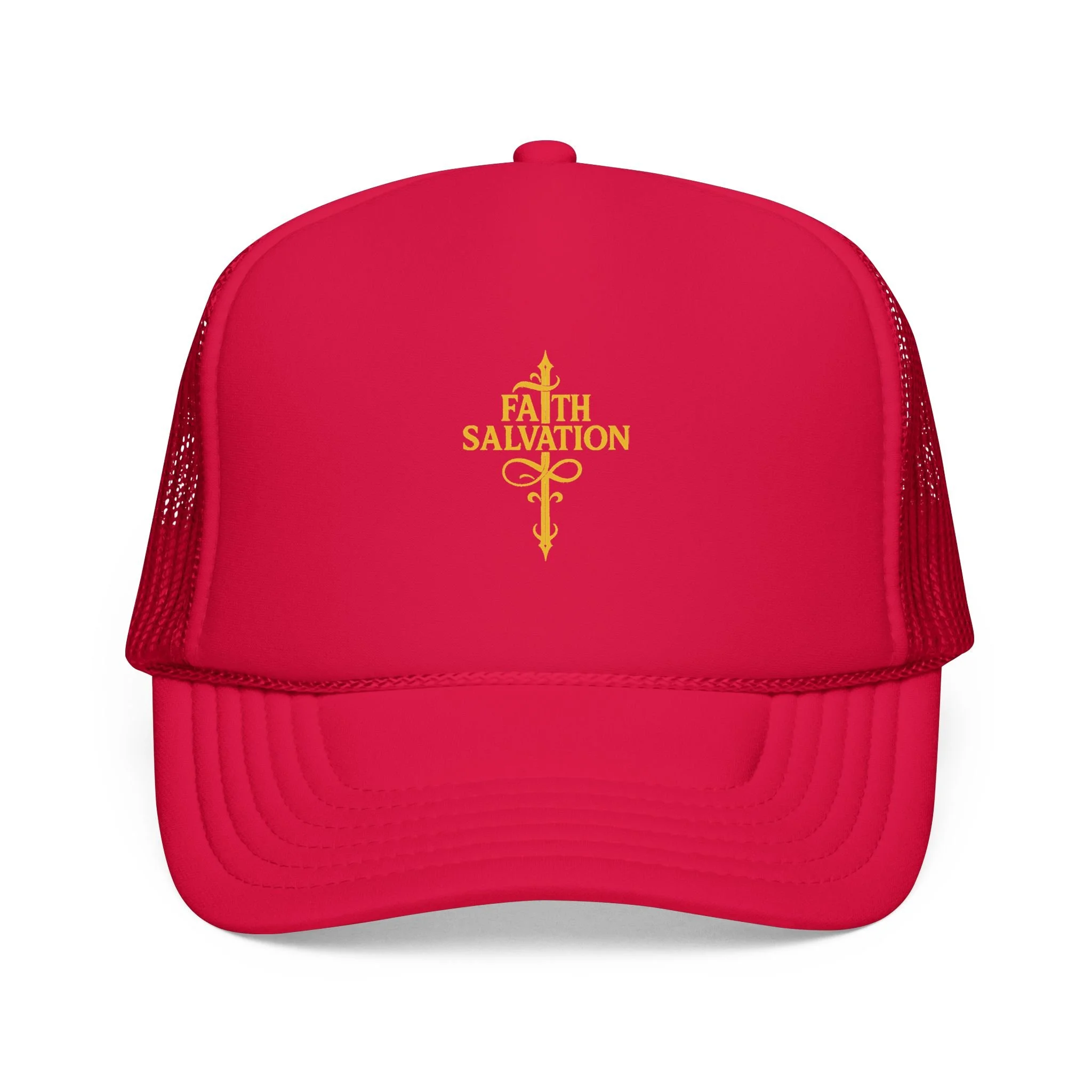 Faith & Salvation Cross Foam Trucker Hat | Christian Symbol Religious Hat