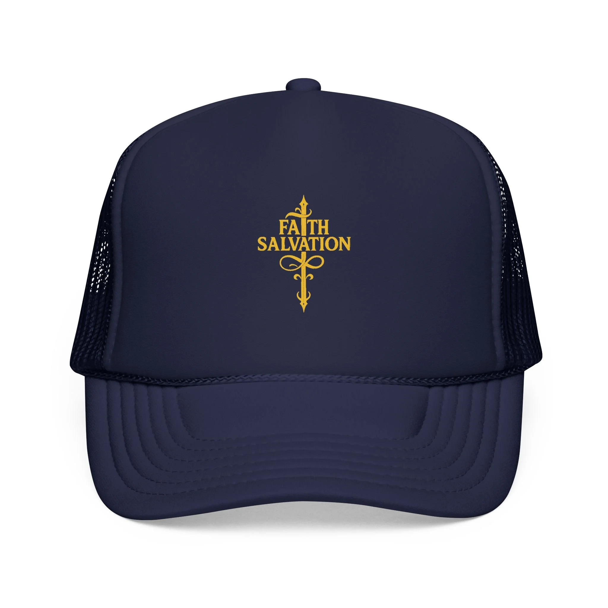 Faith & Salvation Cross Foam Trucker Hat | Christian Symbol Religious Hat