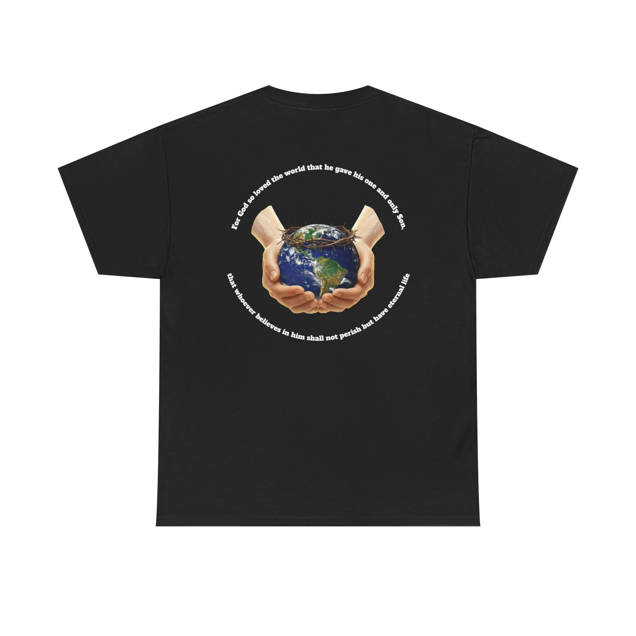 Hands Holding Earth T-Shirt | John 3:16 Scripture Tee