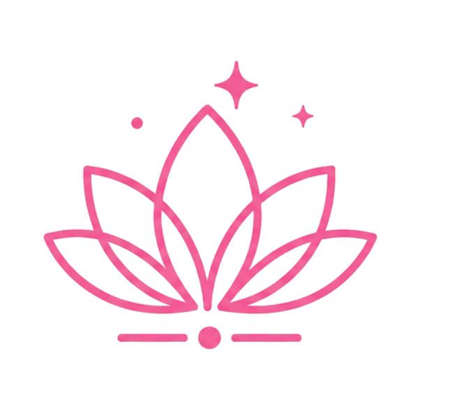 Pink outline of a flower with six petals and a small circle at the center, set against a black background.