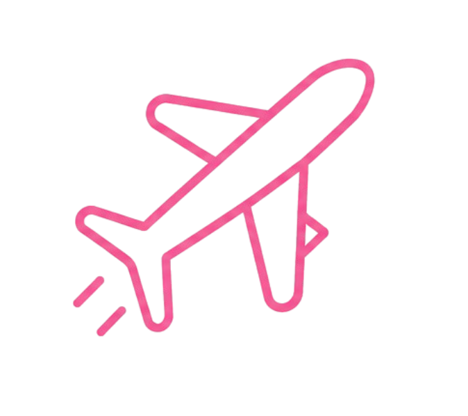 Pink neon airplane sign with the word 'AIRLINES' underneath.