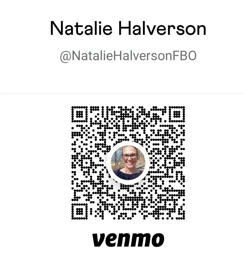 QR code and live link for Natalie Halverson's Venmo