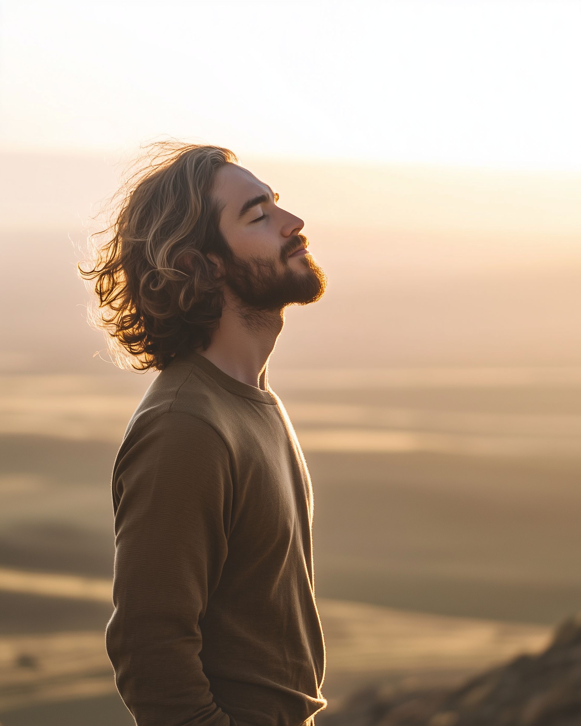 Man standing feeling inner peace