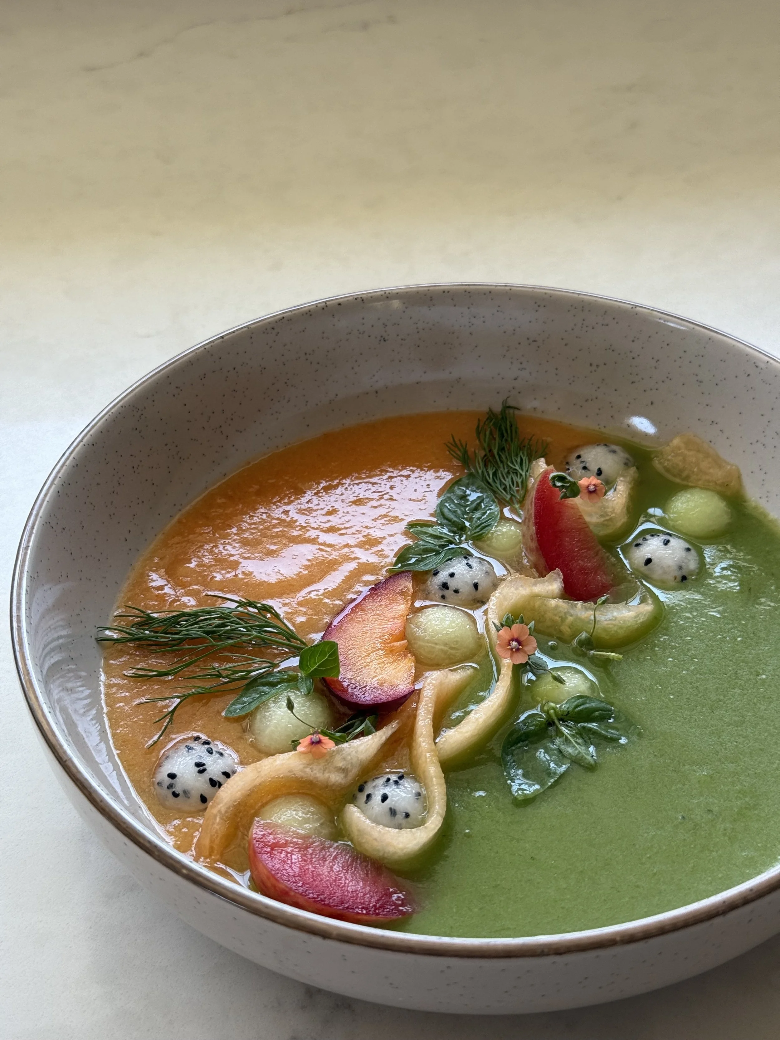 Cantaloupe &amp; Green Melon Gazpacho Duo