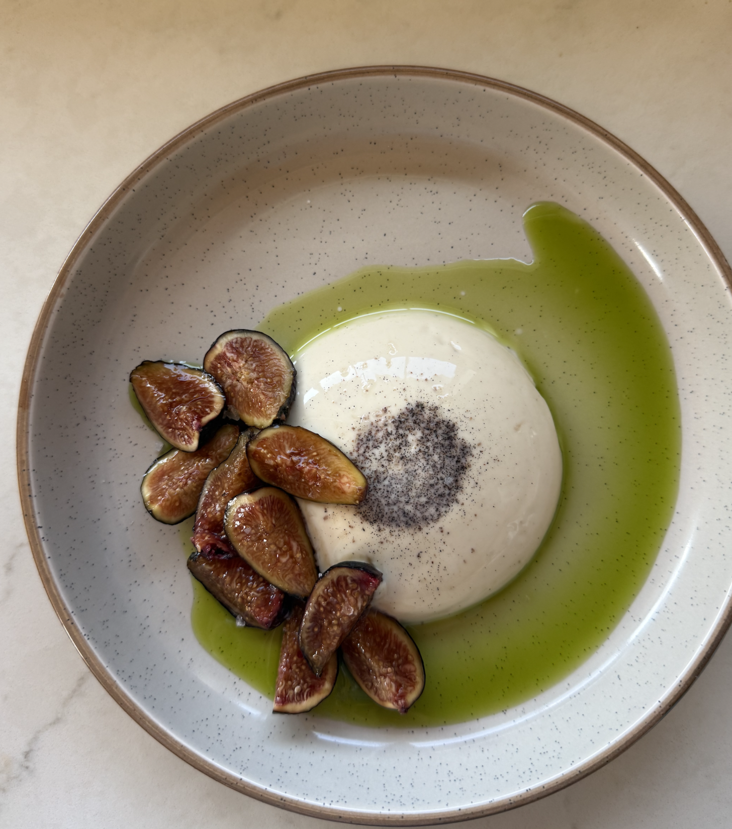 Fig Leaf Panna Cotta w/ Balsamic Figs