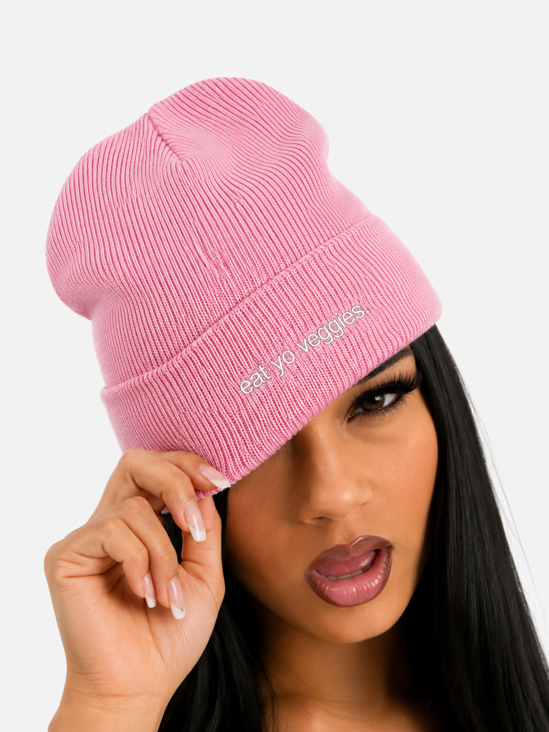 Eat Yo Veggies. Pink Beanie (Classic Edition) from our Crea8it by Milena™ Line