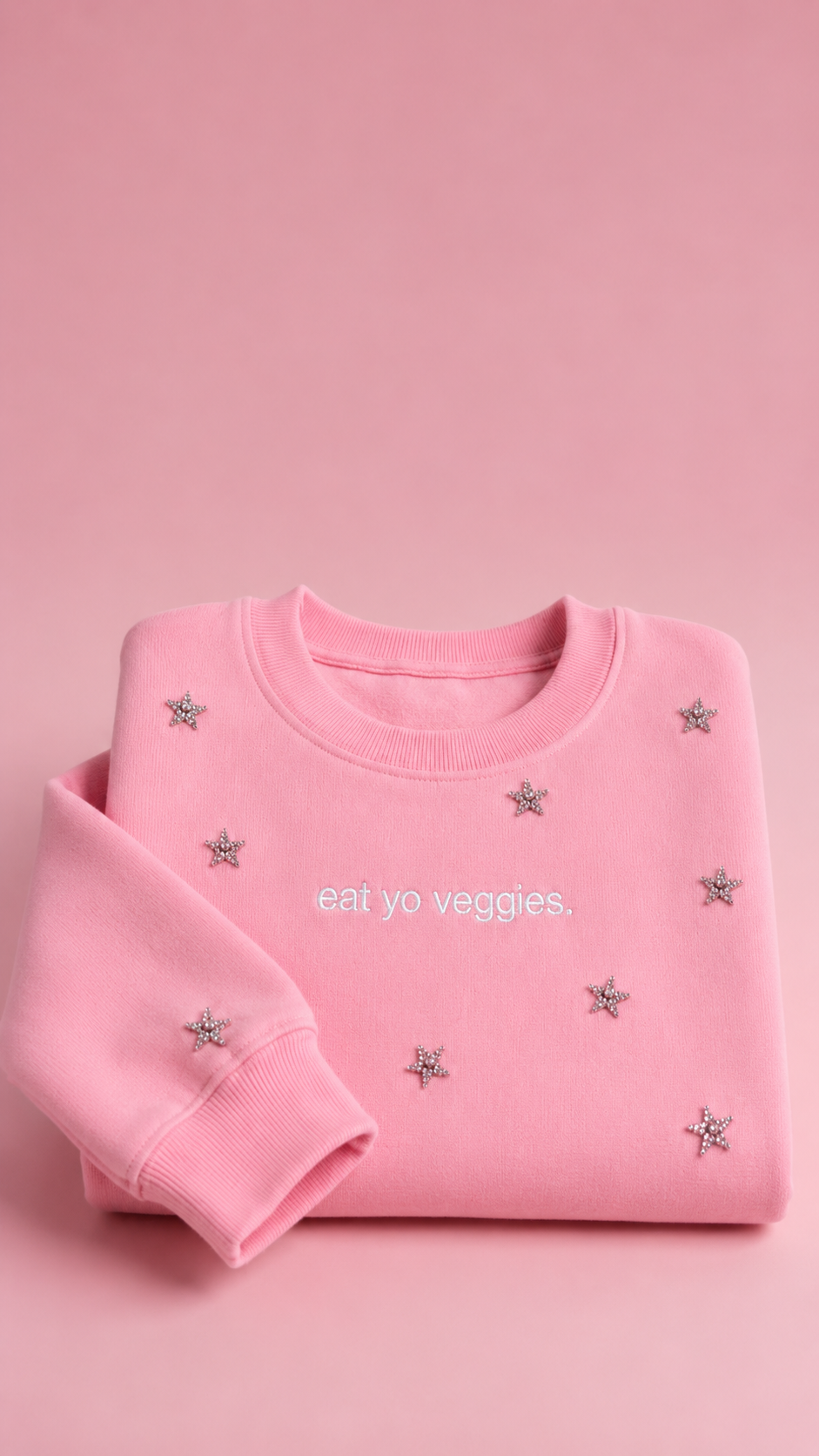 Eat Yo Veggies. Rhinestone Star Sweatshirt from our Crea8it by Milena™ Line