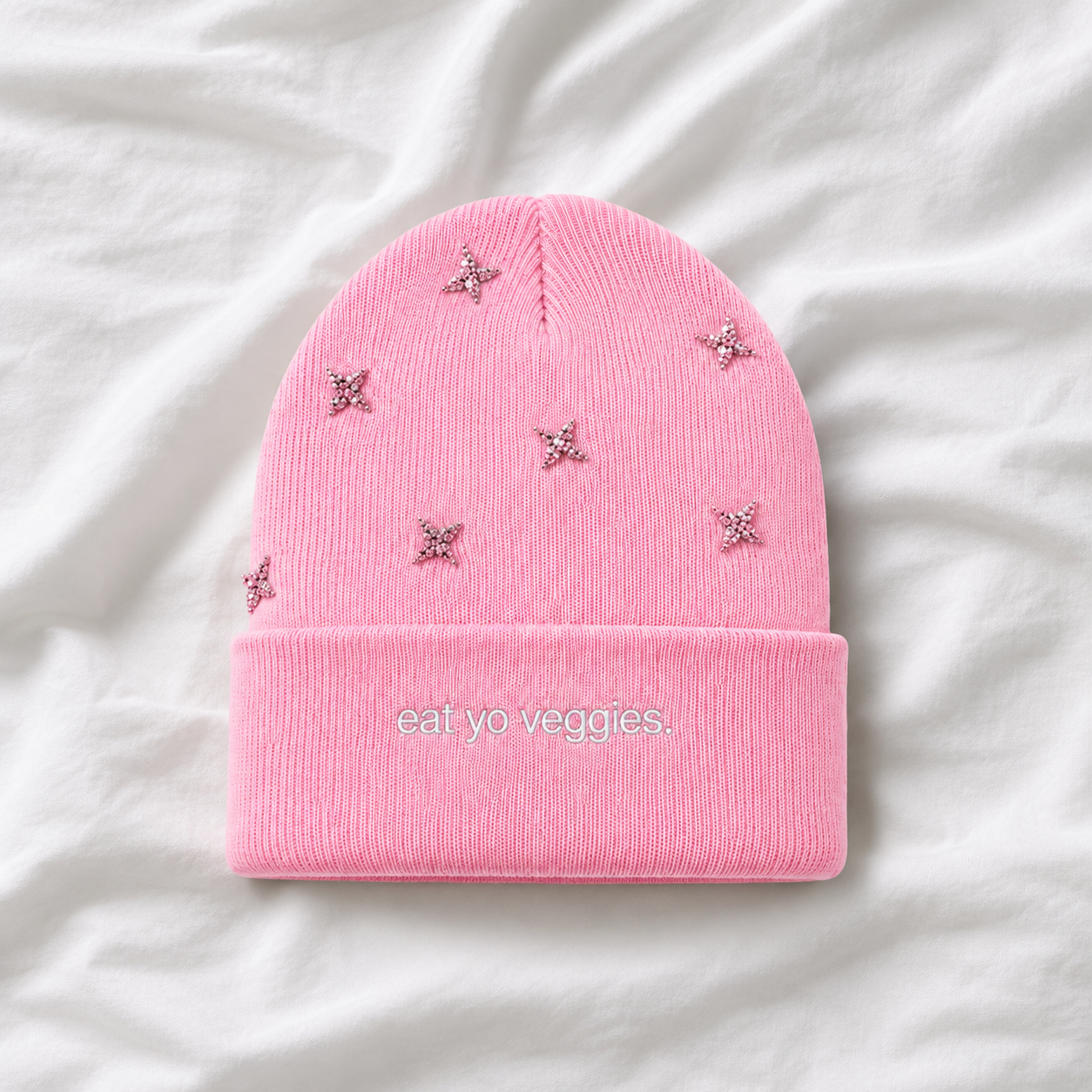 Eat Yo Veggies. Rhinestone Beanie from our Crea8it by Milena™ Line