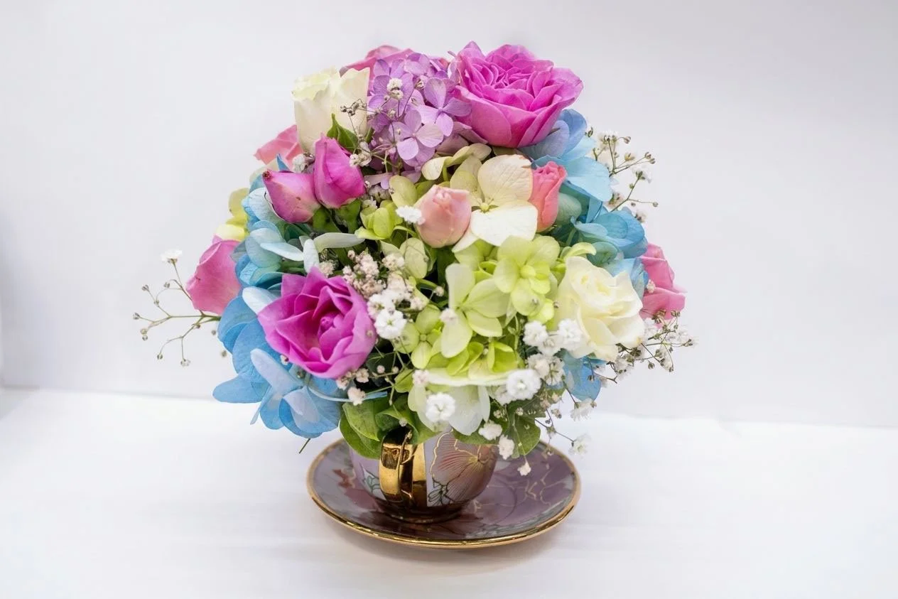 Té de rosas en tonos pastel