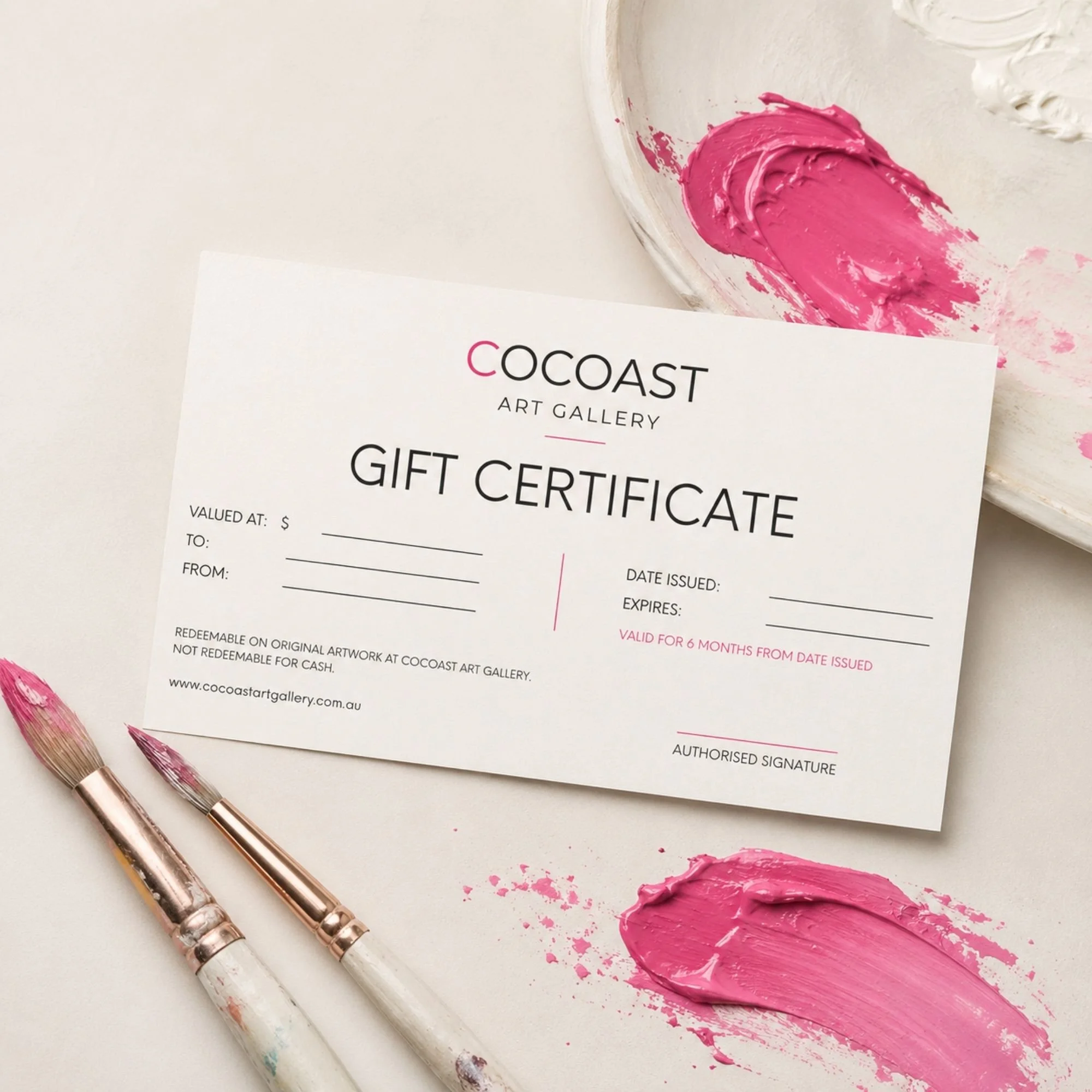 A gift certificate from Cocoast Art Gallery
