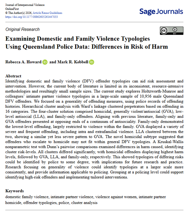Domestic and Family Violence Typologies - Differences in Risk of Harm