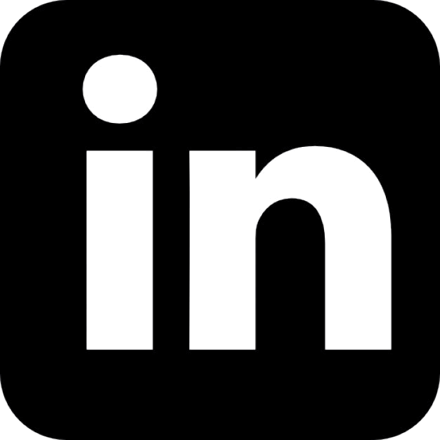 LinkedIn link button. The LinkedIn logo with a black background and white lowercase letters 'in'.