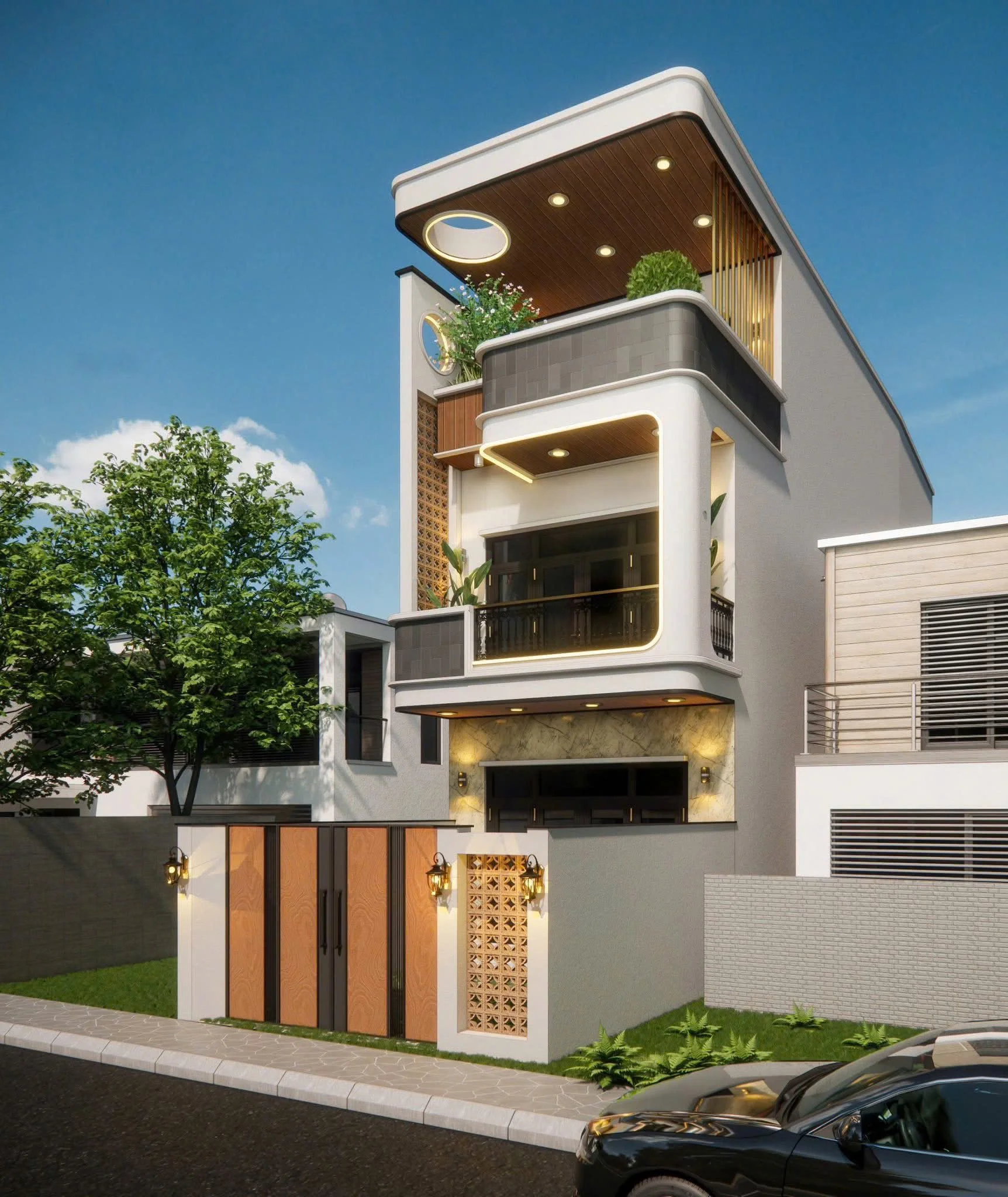 Phong cách nhà phố 3 tầng hiện đại