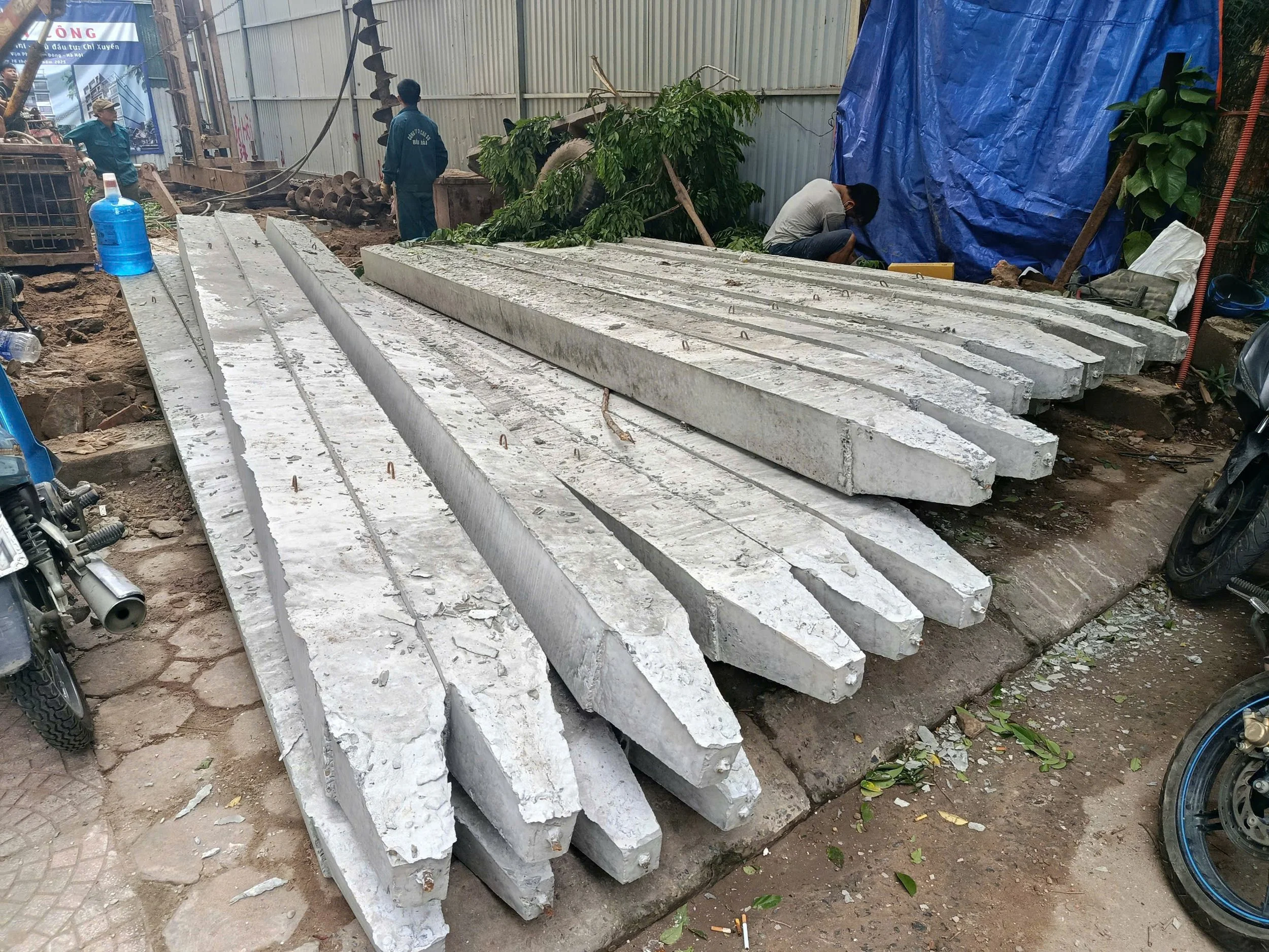 Thi công ép cọc nhà phố Hoàng Mai