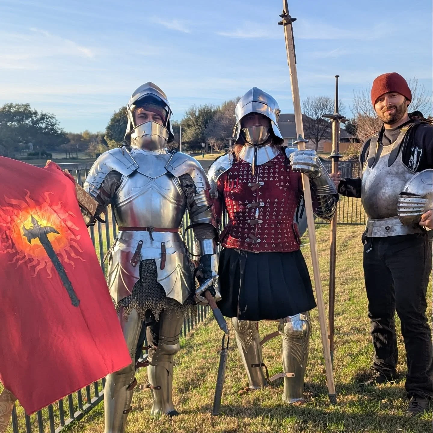 This last Saturday members of the Texas cohort held a fighter practice and studied Jeu de le hache. ("The play of the axe") A 15th century French fighting book which primarily focuses on fighting with poleaxes. 

Want to get in on some figh