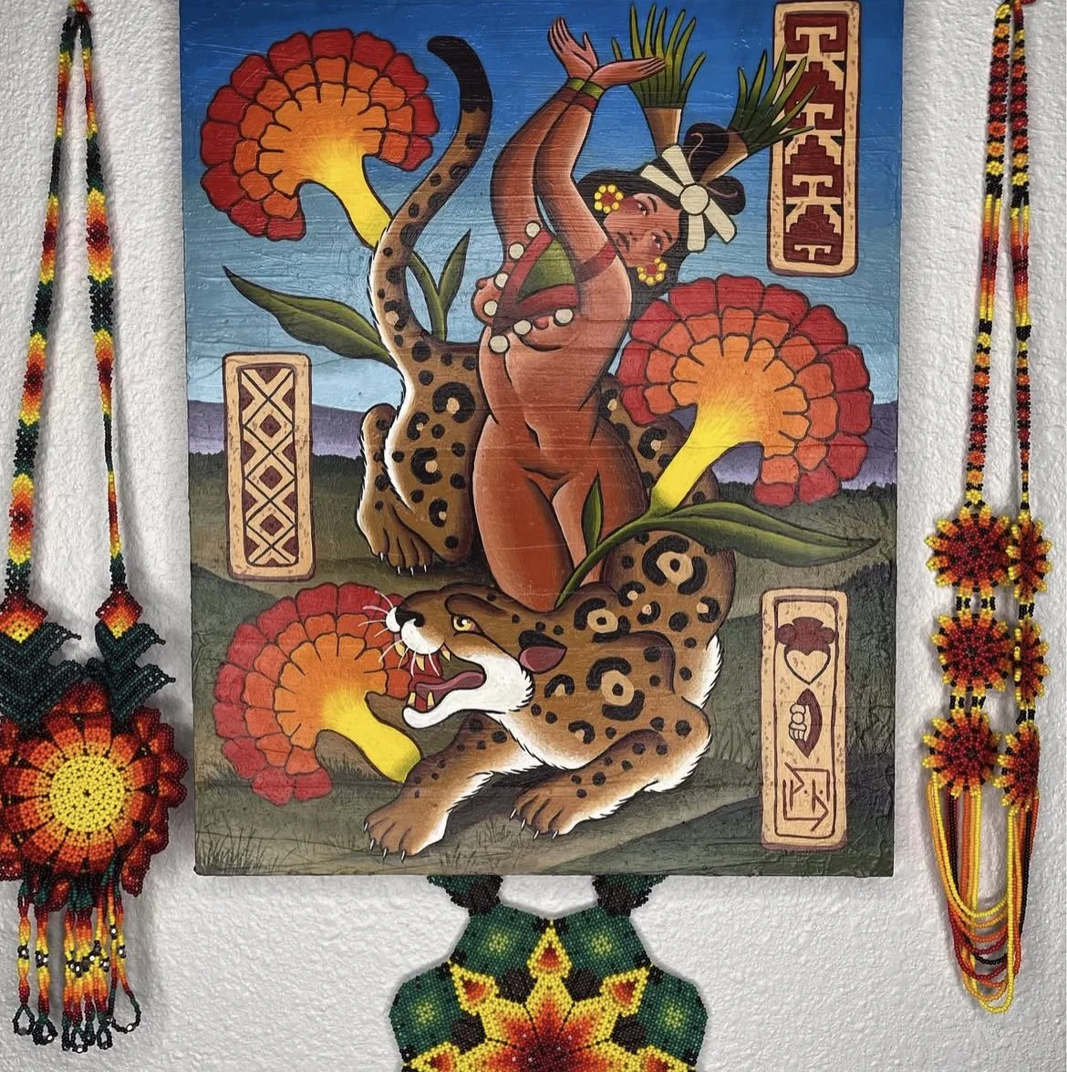 El Baile de Xoxhiquetzal  
Acrylic on Wood 
2023