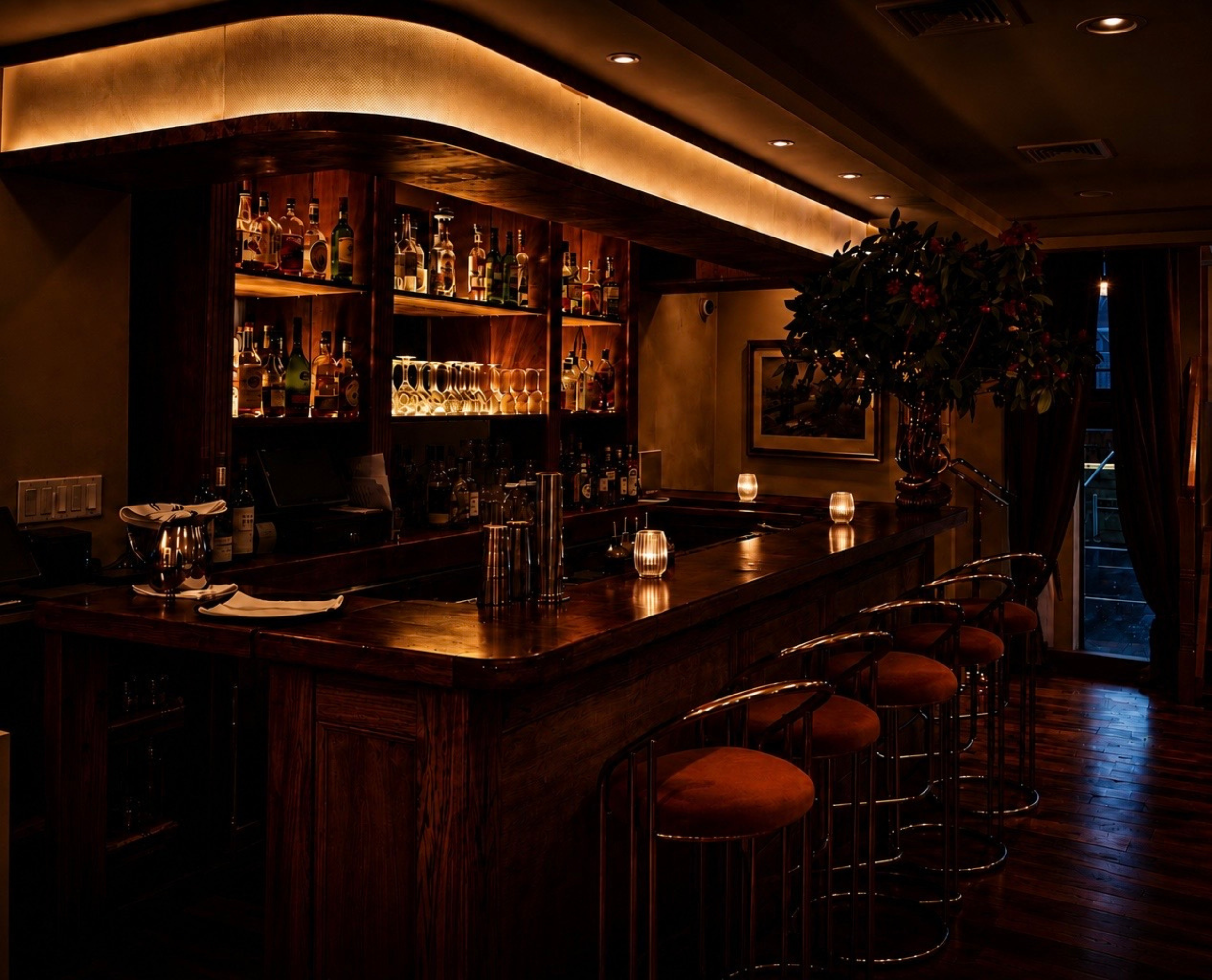 Bar at Pattin' NYC cocktail bar, 242 West 49th Street, New York Theatre District.