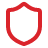 A red shield icon with a black outline.
