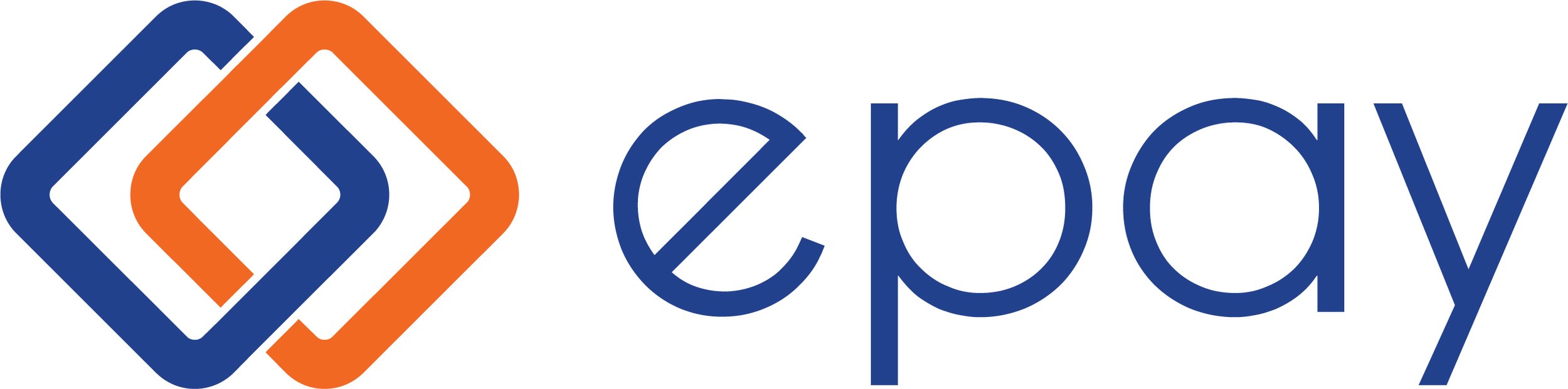 Epay logo with stylized blue and orange geometric design and blue text.