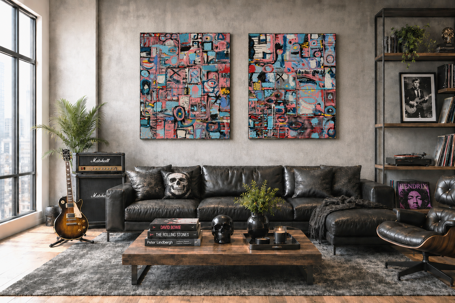 Christopher Durst is a large scale abstract painter in Austin, Texas that specializes in music-inspired abstract art.