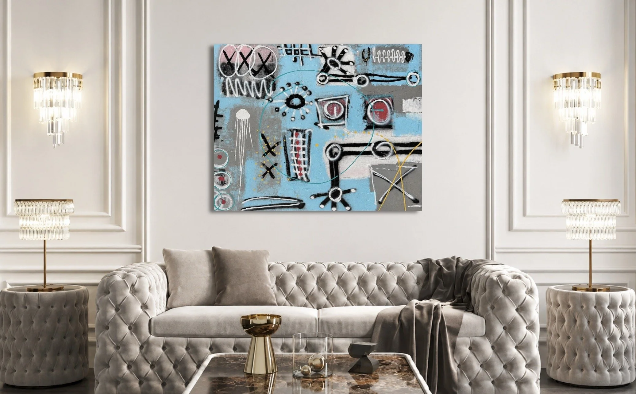 Christopher Durst specializes in large scale abstract paintings. This large scale abstract painting is Transmission.