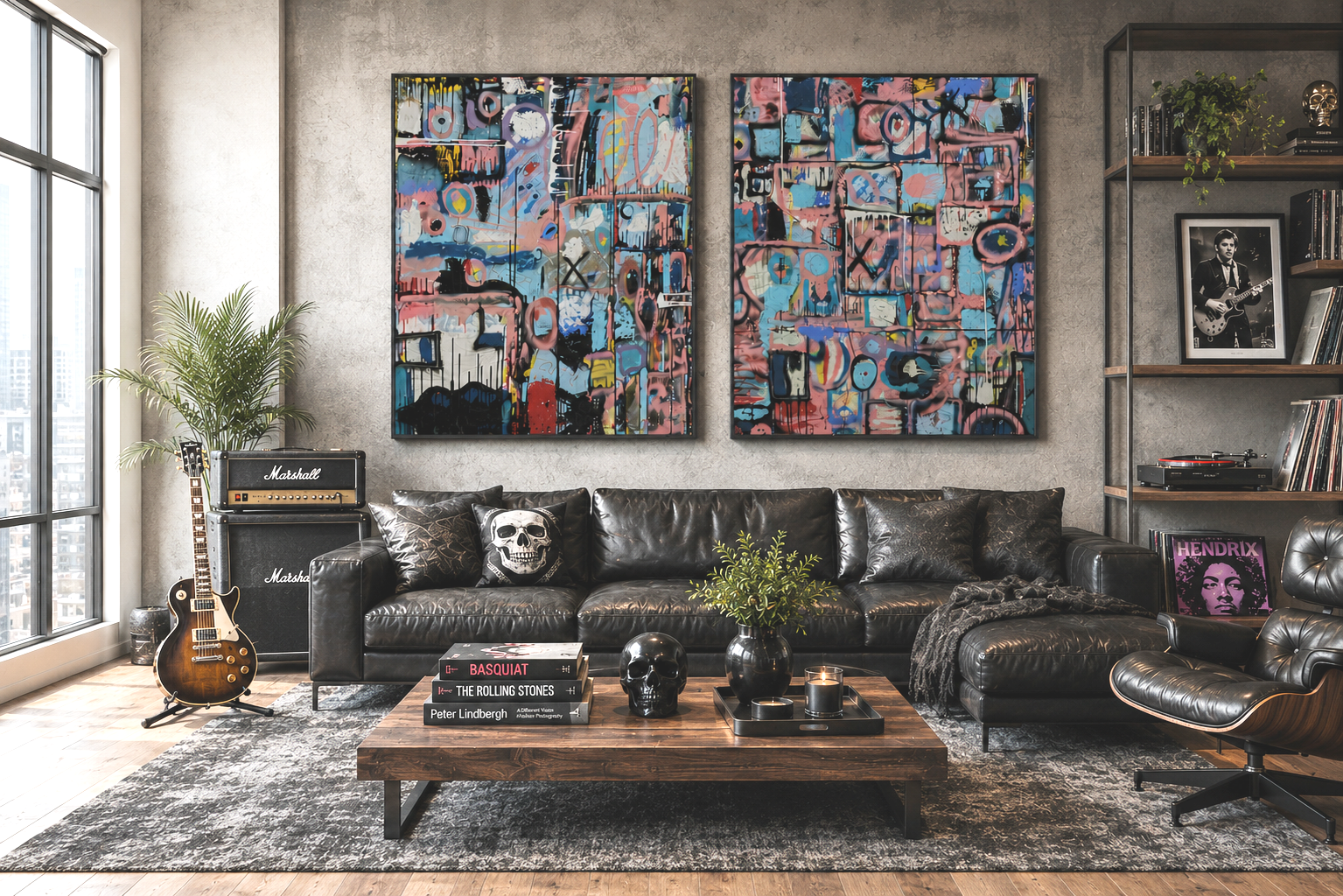 Debutante Graffiti 2 & 3: 60 x 48 in | Acrylic, spray paint, oil stick, and mixed media on canvas