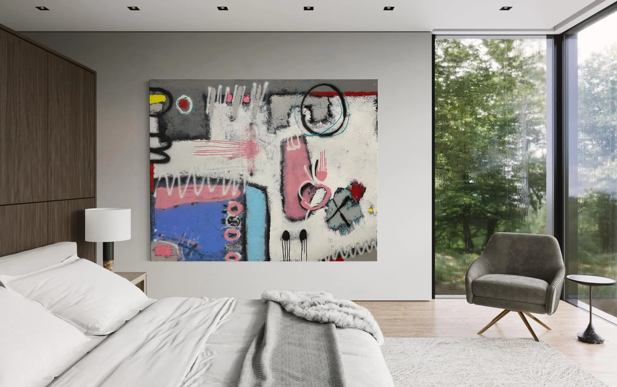 Residual Memory: 60 x 48 in | Acrylic, spray paint, oil stick, and mixed media on canvas