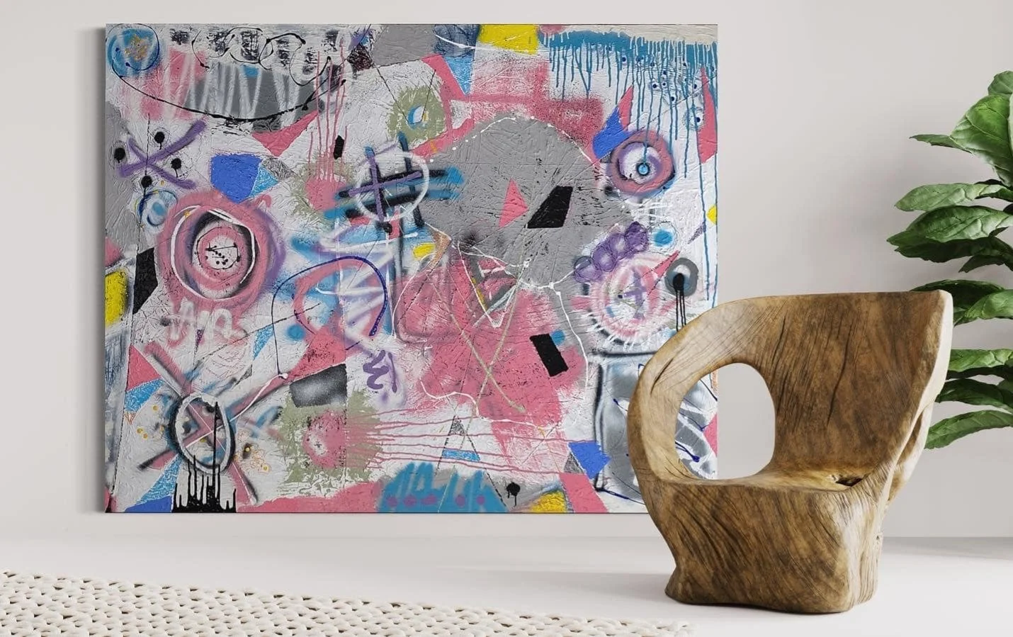Fragments of a Future: 60 x 48 in | Acrylic, spray paint, oil stick, and mixed media on canvas