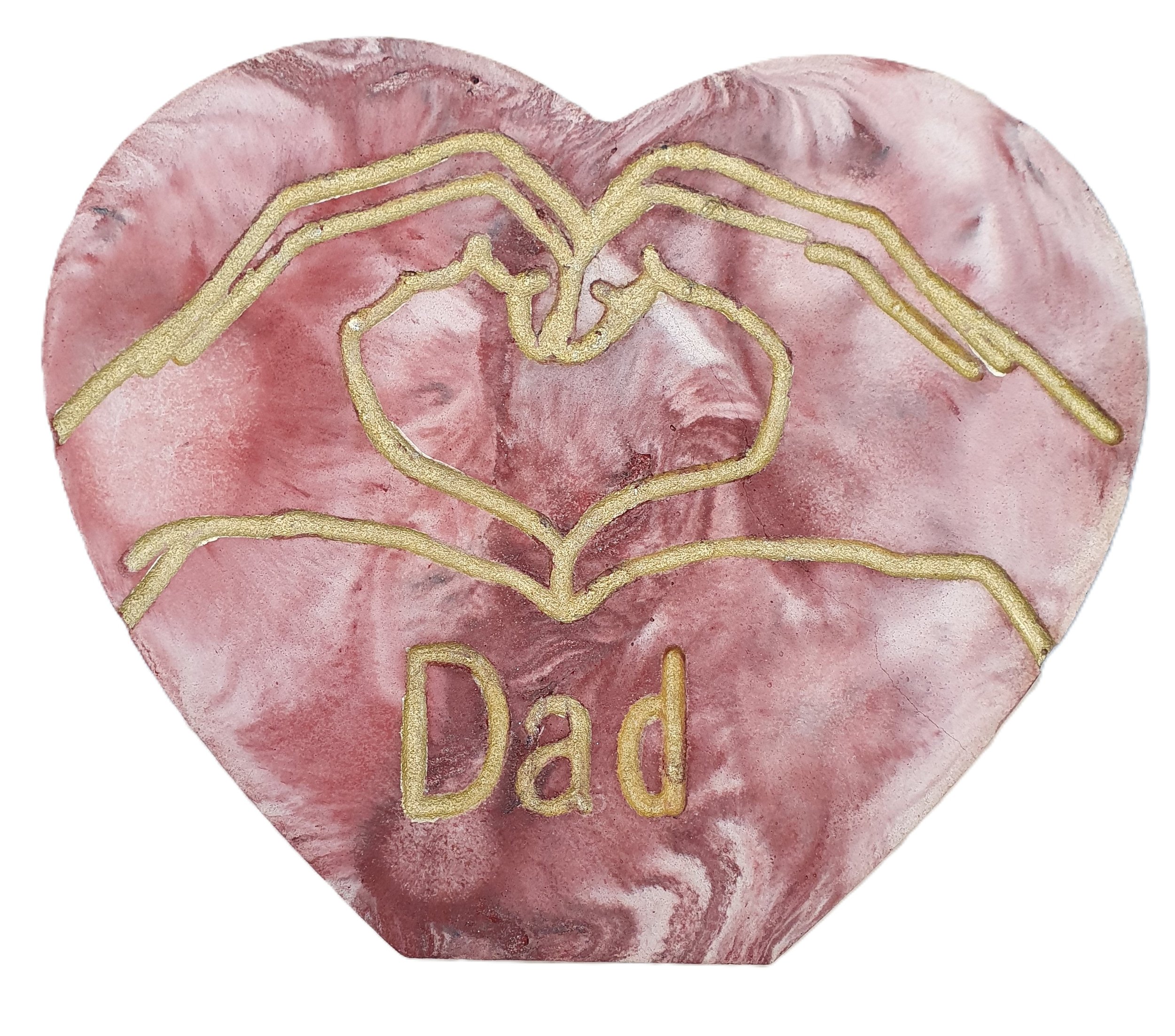 Marbled concrete heart with gold engraving