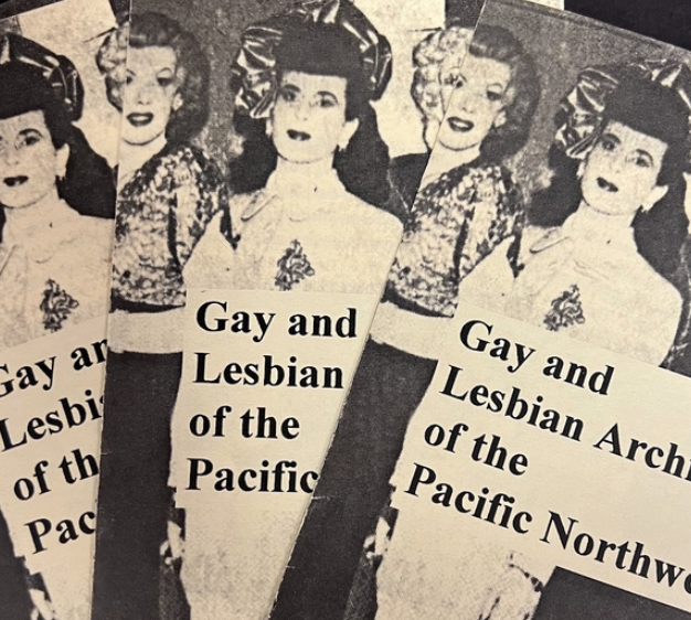 A black and white collage of vintage women, with the text "Gay and Lesbian of the Pacific Northwest" prominently featured.