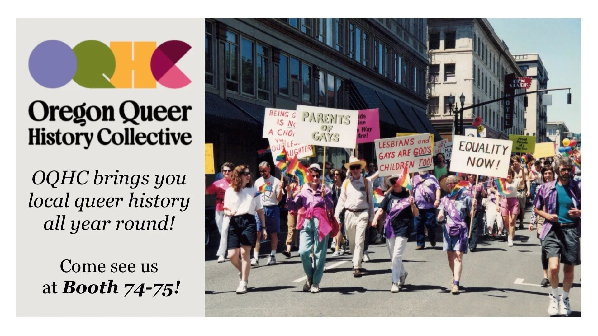 It&rsquo;s here! Portland Pride is popping off! We&rsquo;re at booth 74 &amp; 75 near the Pine Street Enterance! Come see historic pride images &amp; learn queer history!