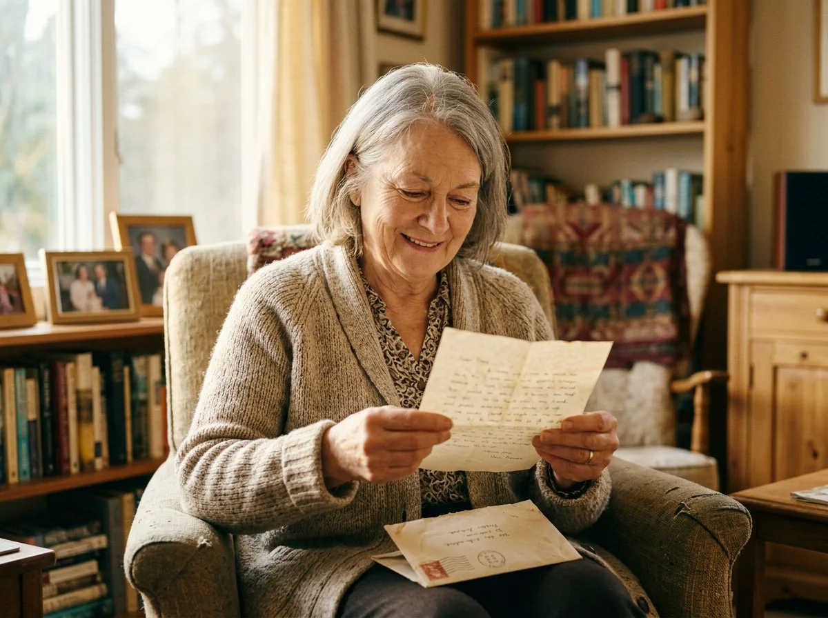 Woman finding an old letter