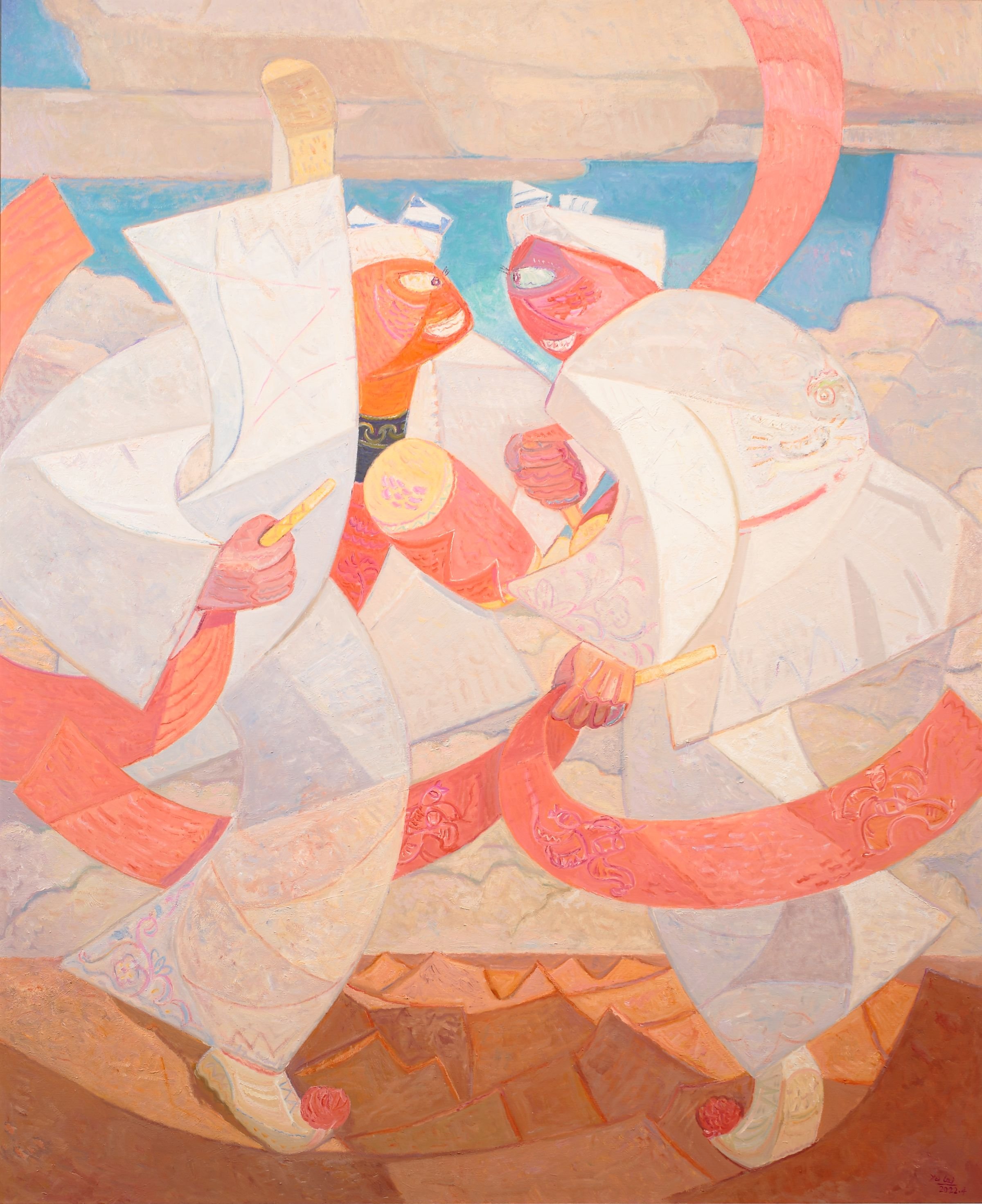 《盛世腰鼓》
220 x 180 公分，布面油畫，2022年