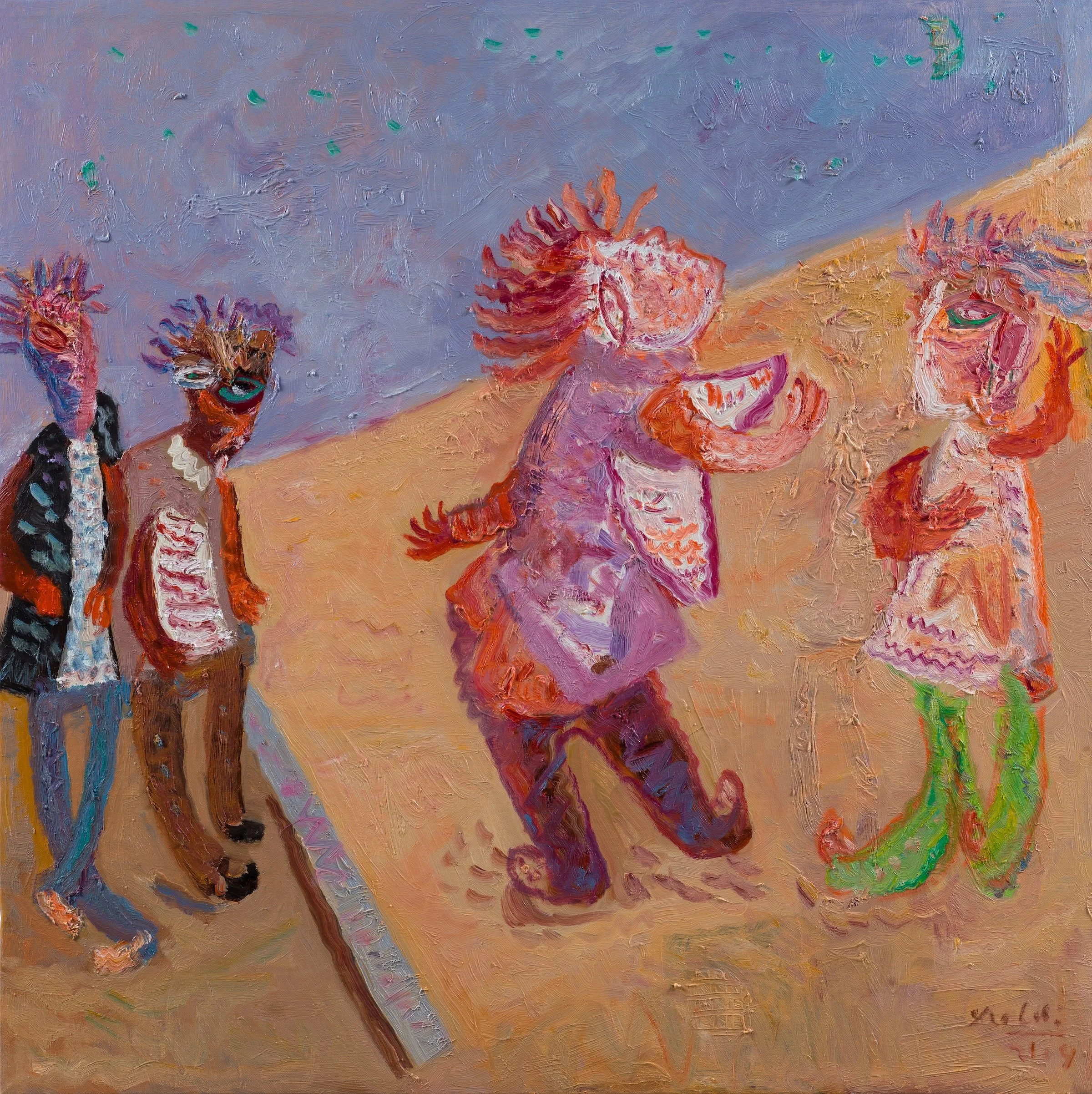《舞黃土》
100 x 100 公分，布面油畫，2021年