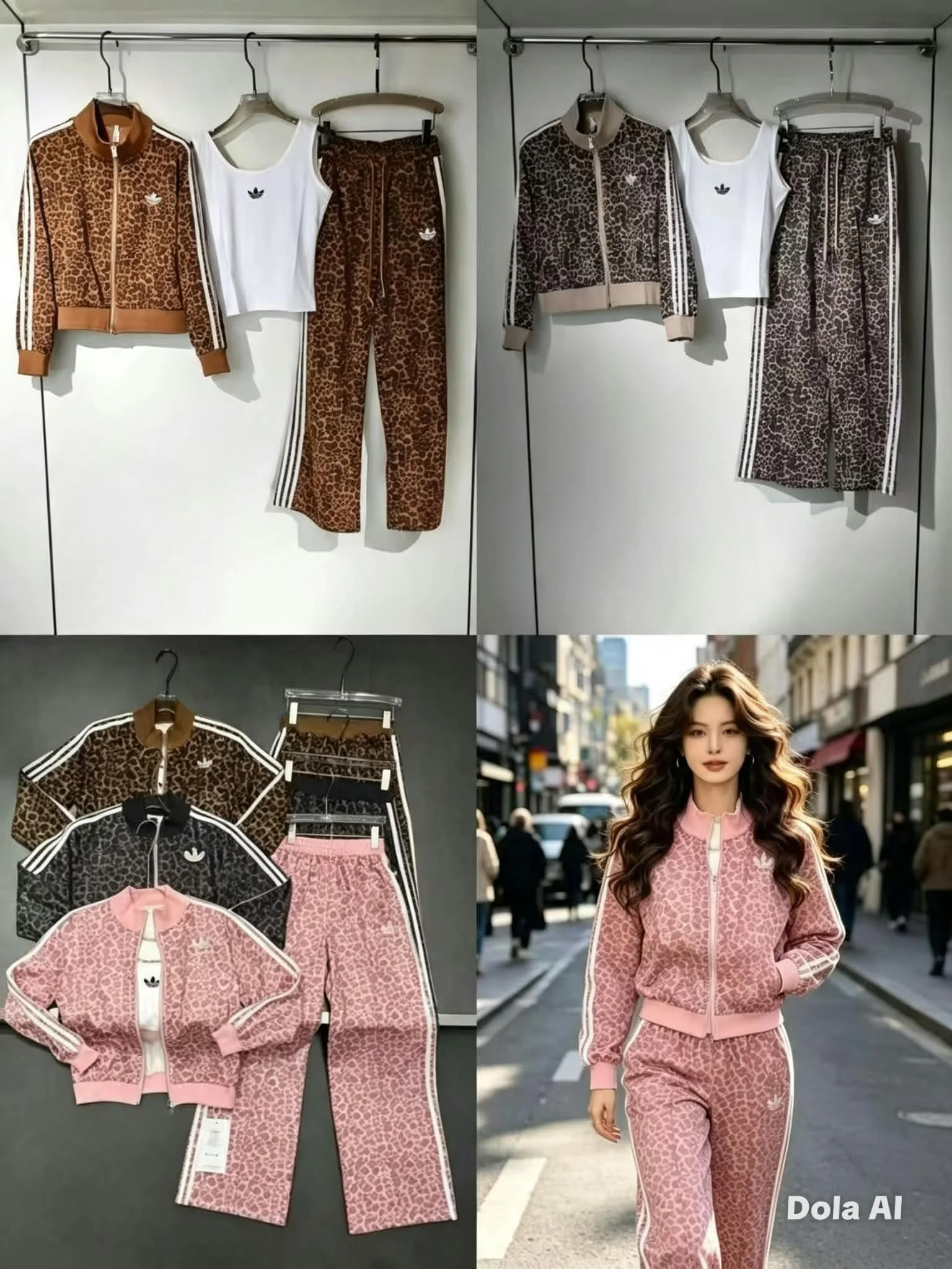 Two-Piece Leopard Print Athletic Tracksuit Set