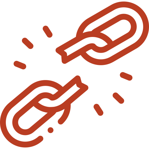 Illustration d'une chaîne cassée, symbolisant la rupture ou la perte de connexion.
