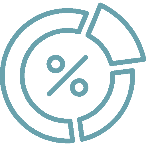Percentage chart icon illustrating cost management and risk assessment for trucking liability insurance coverage.
