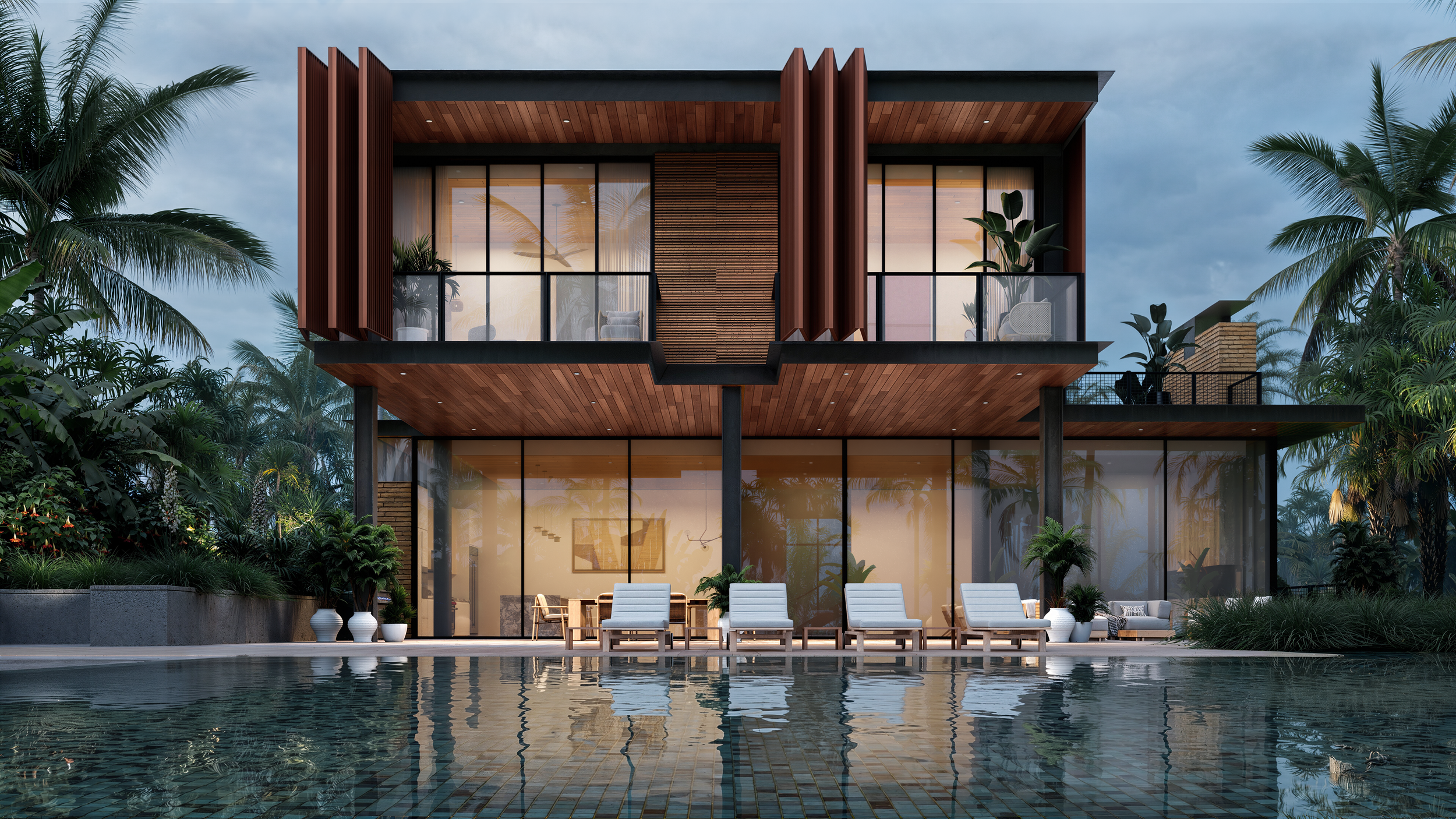 Floridian Villa evening Pool