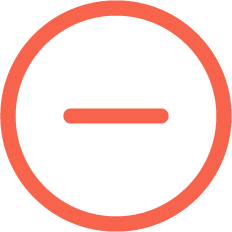 A red minus sign inside a red circle on a black background.