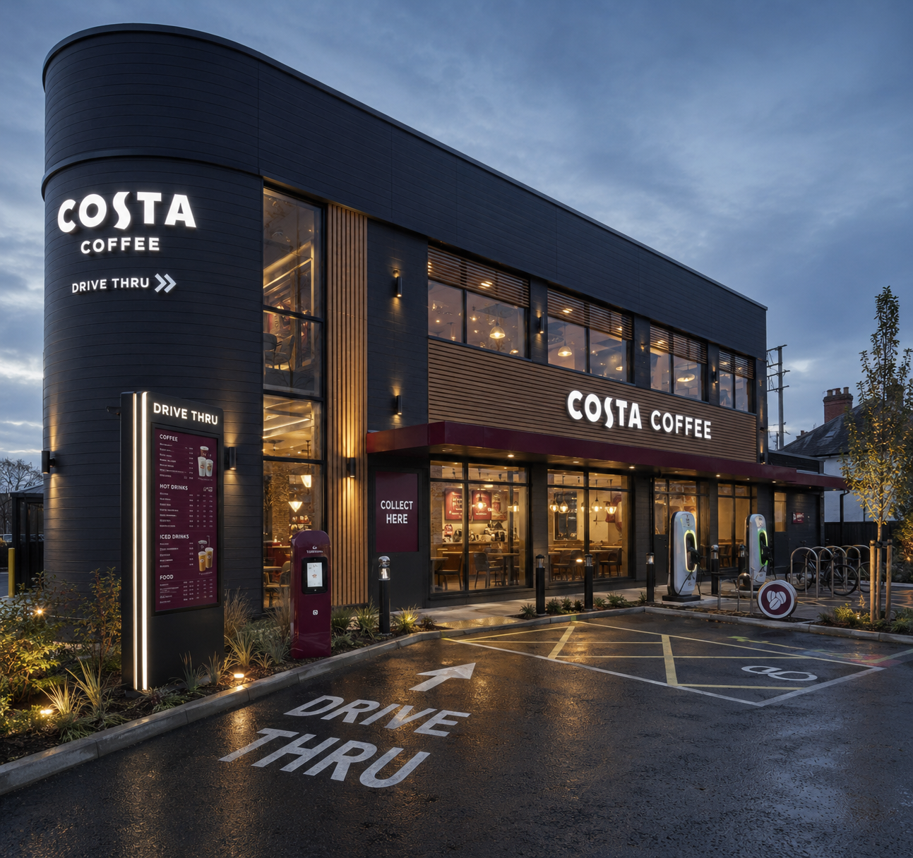 Longbridge - New Costa Drive Thru at dusk - Concept.png
