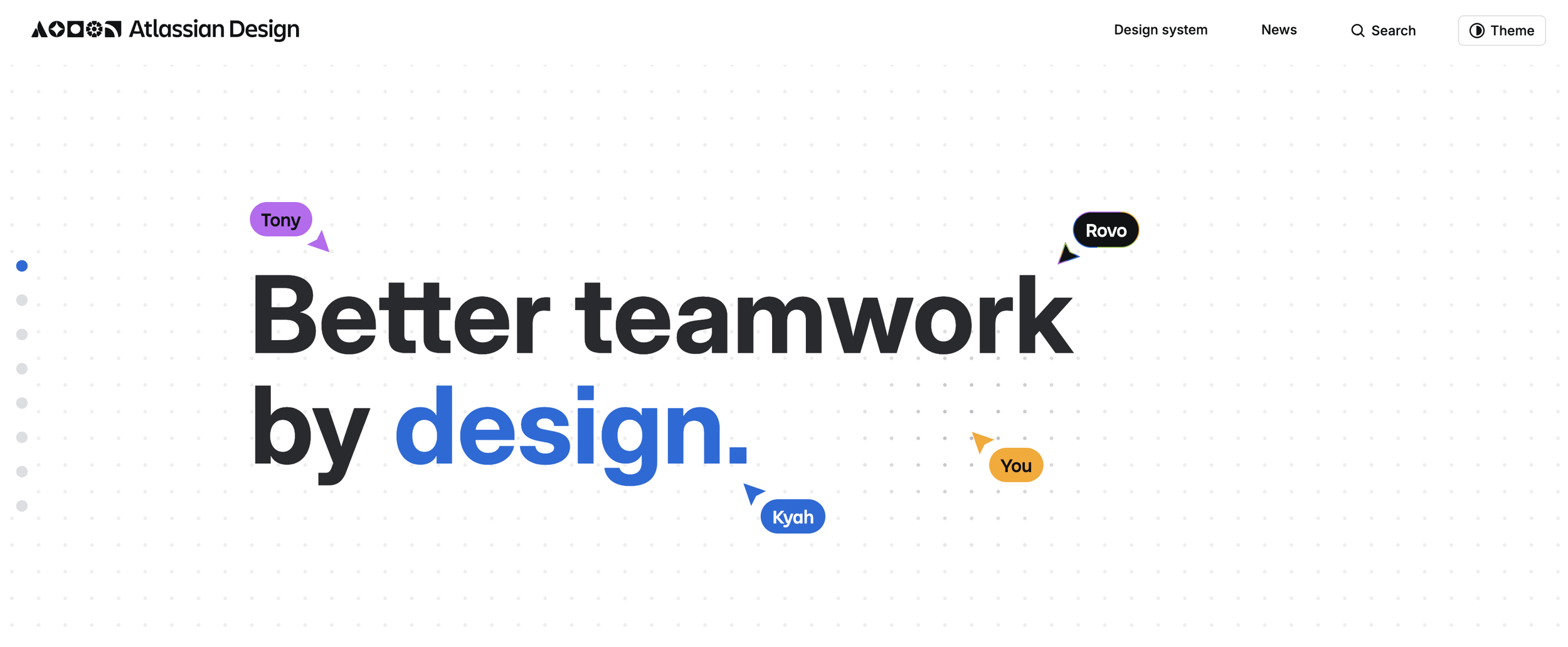 Homepage header for Atlassian.design