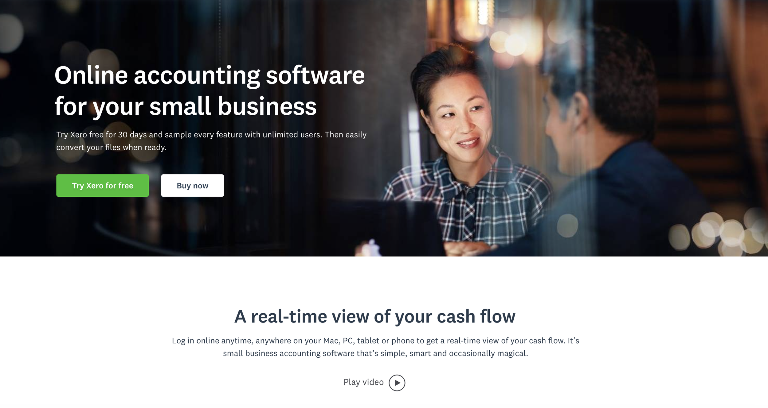 Xero website homepage
