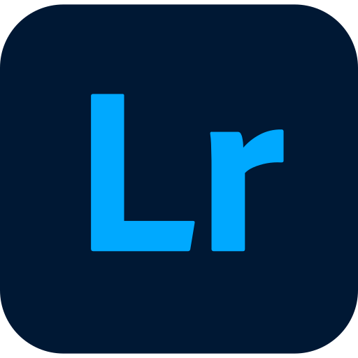 Adobe Lightroom logo with a dark background and blue letters 'Lr'.