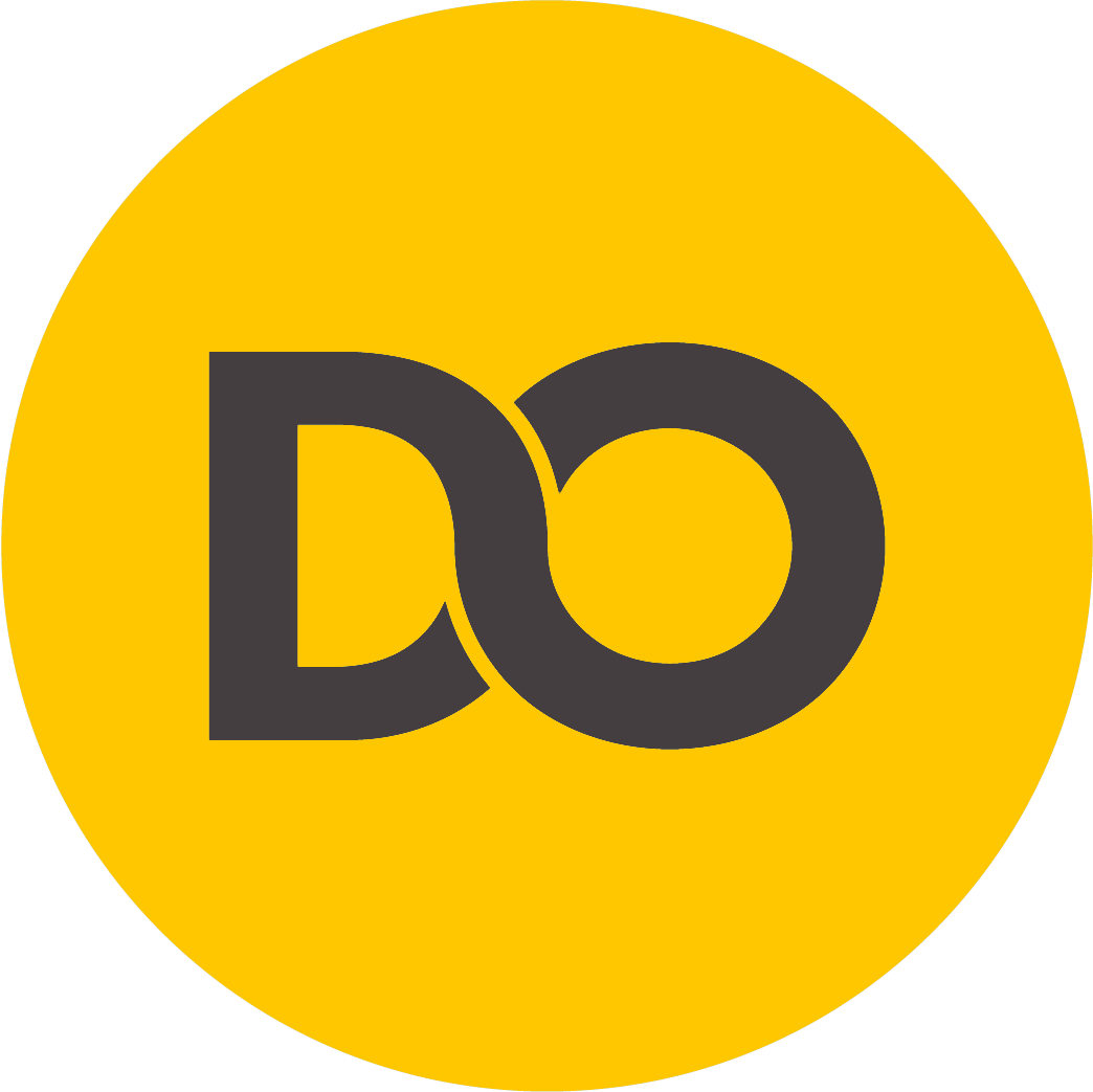 Yellow circle with black letters 'DO' inside.