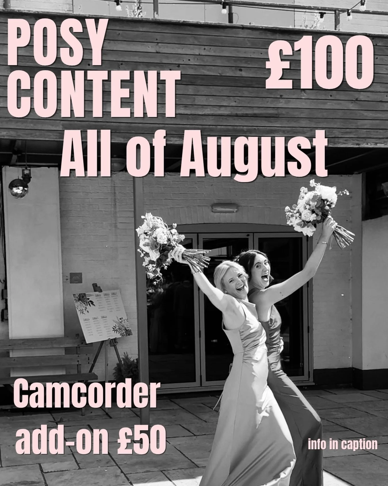 WEDDING CONTENT CREATOR FOR JUST &pound;100 🍀💌✨
I am offering 4 hours of wedding content creation for just &pound;100 all of August ⭐️
Camcorder add on &pound;50 🎥
Additional hours &pound;50 per hour 🫶🏼
This offer is exclusive to Norfolk &amp; S