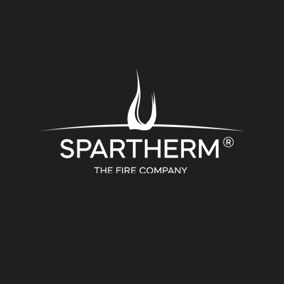 weisses logo von spartherm auf schwarzem hintergrund