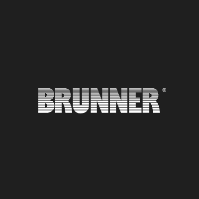 weisses logo von brunner auf schwarzem hintergrund